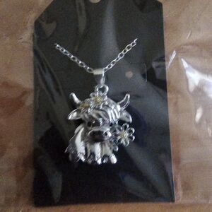 Silver Cow Pendant Necklace